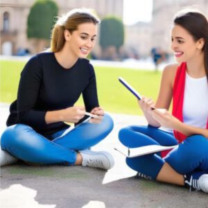 Girls trying Best Italian Conversation Exercises for Foreign Students at Clidante in Rome