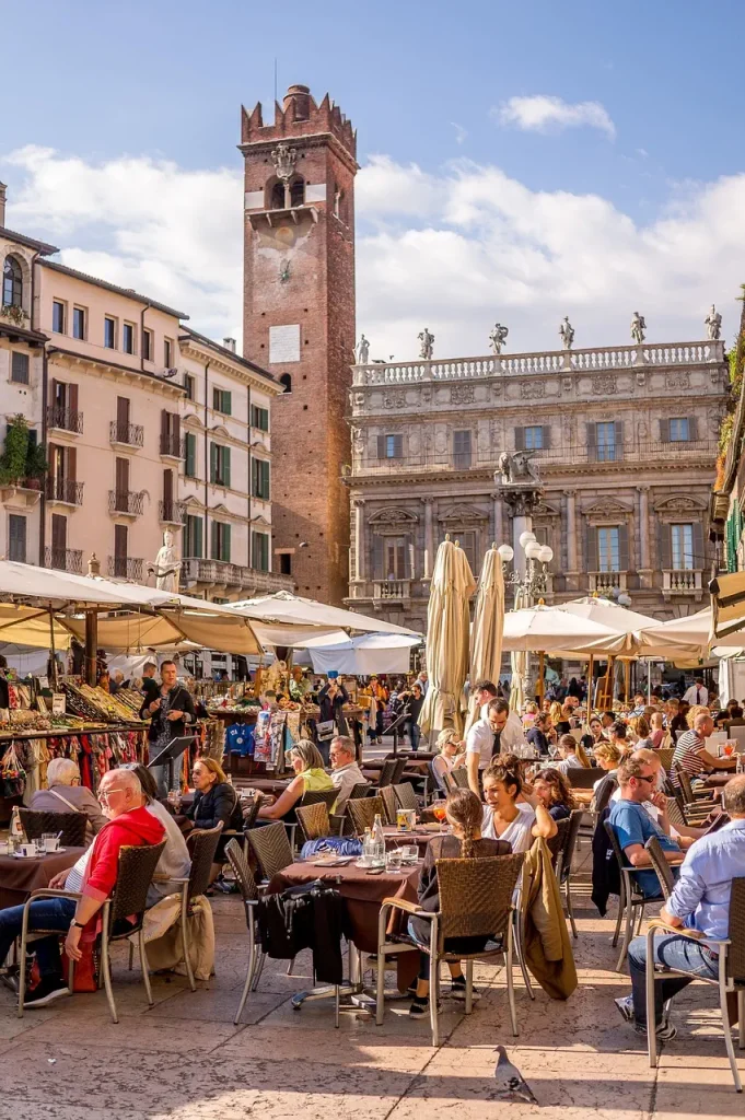 A typical coffee terrace to exchange italian language in Italy with local people