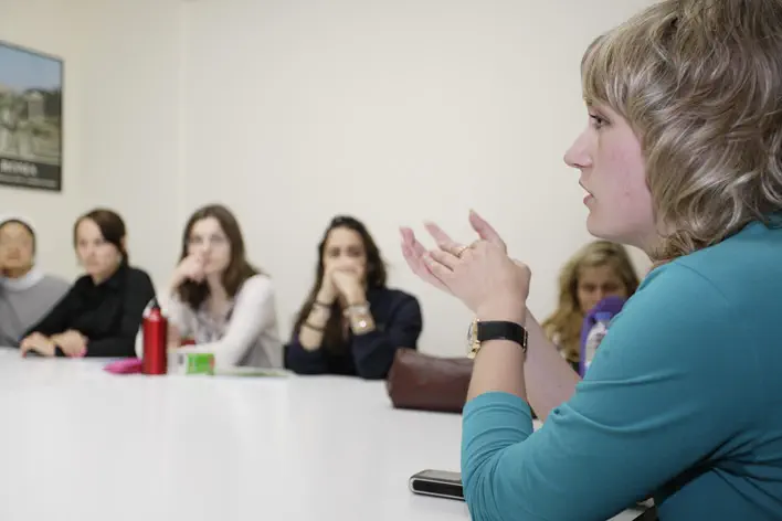 Foreign students learning Italian language in Italy